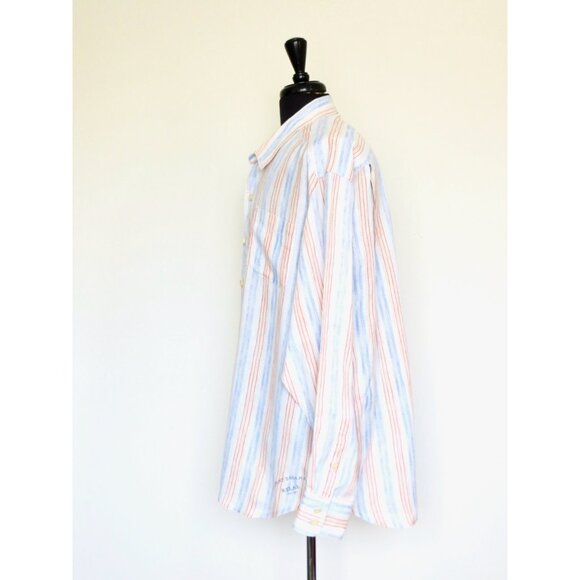 NEW! Tommy Bahama Relax 100% Linen Button Front Shirt Striped Blue Orange XXL - Picture 2 of 7